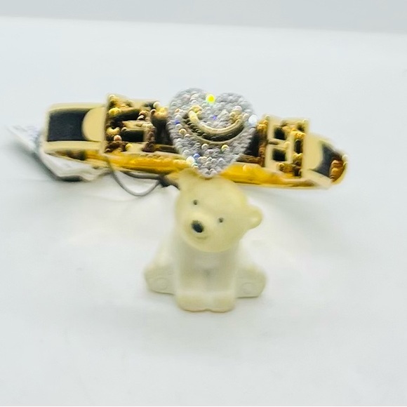 NWT, Juicy Couture Gold-Plated Pink Heart Crystal Bracelet Set of 2 - Picture 3 of 10